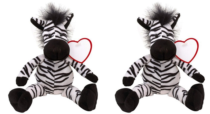 Pluszowa zebra z miękkim futerkiem, walentynki